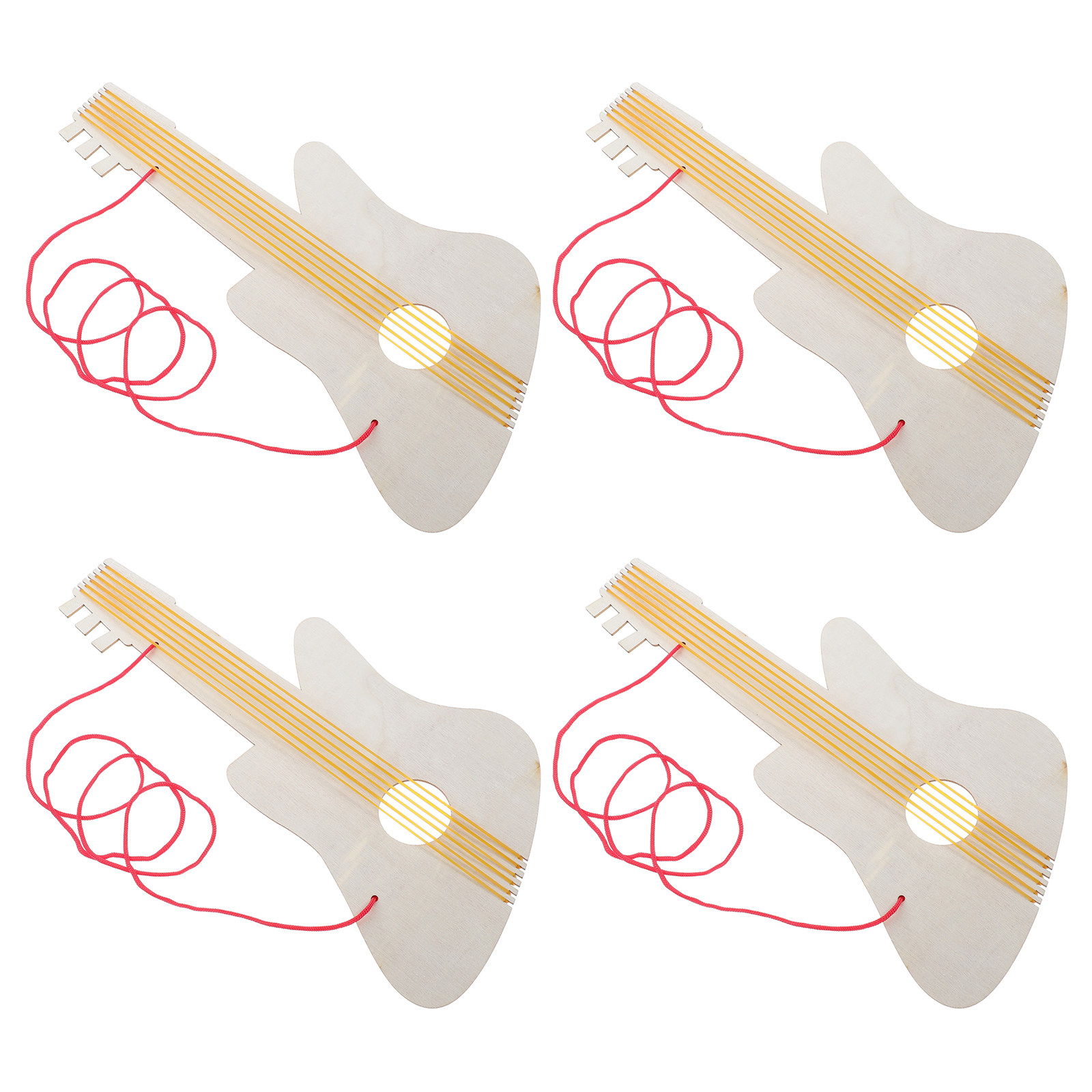 Musical Instrument Diy For Kids - 4Sets Wooden Guitar for Kids Kindergarten