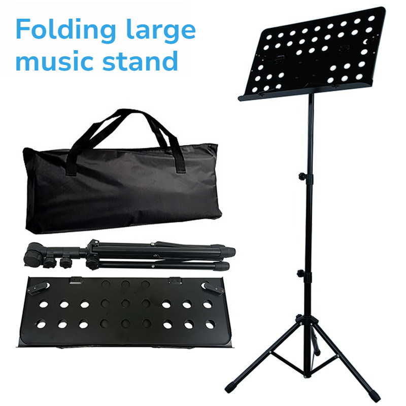 Musical Instrument Accessories - Metal Folding Large Music Stand Black