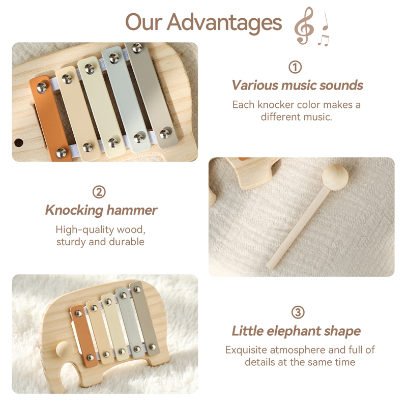 Montessori Wooden 5 Tones Mult - огляд і ціна Musical Instrument Xylophone